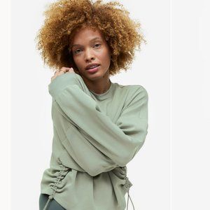 NWOT H&M Dry-move Oversize Drawstring Sweatshirt Light Khaki Green -Size M